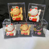 Maxbell Lovely Cat with Waving Arm Animal Figures for Living Room Table Decoration Black