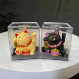 Maxbell Lovely Cat with Waving Arm Animal Figures for Living Room Table Decoration Black
