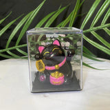 Maxbell Lovely Cat with Waving Arm Animal Figures for Living Room Table Decoration Black