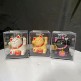 Maxbell Lovely Cat with Waving Arm Animal Figures for Living Room Table Decoration Black