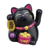Maxbell Lovely Cat with Waving Arm Animal Figures for Living Room Table Decoration Black