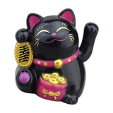 Maxbell Lovely Cat with Waving Arm Animal Figures for Living Room Table Decoration Black