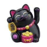 Maxbell Lovely Cat with Waving Arm Animal Figures for Living Room Table Decoration Black