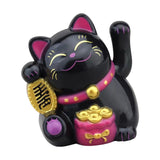 Maxbell Lovely Cat with Waving Arm Animal Figures for Living Room Table Decoration Black