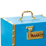 Maxbell Retro Wooden Piggy Bank Treasure Box with Handle Password Lock Organizer Blue