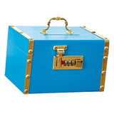 Maxbell Retro Wooden Piggy Bank Treasure Box with Handle Password Lock Organizer Blue