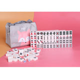 Maxbell Mini Chinese Mahjong Game Set with Handbag Lightweight for Family Party Game Blue