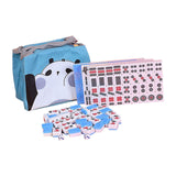 Maxbell Mini Chinese Mahjong Game Set with Handbag Lightweight for Family Party Game Blue