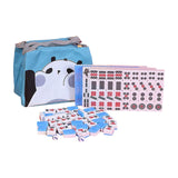 Maxbell Mini Chinese Mahjong Game Set with Handbag Lightweight for Family Party Game Blue