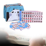 Maxbell Mini Chinese Mahjong Game Set with Handbag Lightweight for Family Party Game Blue