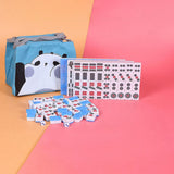 Maxbell Mini Chinese Mahjong Game Set with Handbag Lightweight for Family Party Game Blue