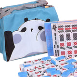 Maxbell Mini Chinese Mahjong Game Set with Handbag Lightweight for Family Party Game Blue