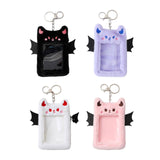 Maxbell Cartoon Plush Photo Card Holder Animal with Keychain for Birthday Gift Black