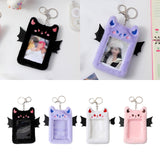 Maxbell Cartoon Plush Photo Card Holder Animal with Keychain for Birthday Gift Black