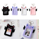 Maxbell Cartoon Plush Photo Card Holder Animal with Keychain for Birthday Gift Black