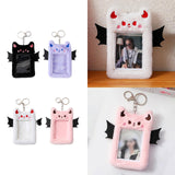 Maxbell Cartoon Plush Photo Card Holder Animal with Keychain for Birthday Gift Black