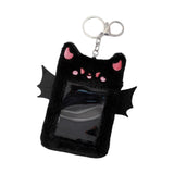 Maxbell Cartoon Plush Photo Card Holder Animal with Keychain for Birthday Gift Black