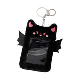 Maxbell Cartoon Plush Photo Card Holder Animal with Keychain for Birthday Gift Black