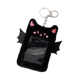 Maxbell Cartoon Plush Photo Card Holder Animal with Keychain for Birthday Gift Black