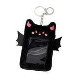 Maxbell Cartoon Plush Photo Card Holder Animal with Keychain for Birthday Gift Black