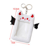 Maxbell Cartoon Plush Photo Card Holder Animal with Keychain for Birthday Gift White