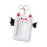 Maxbell Cartoon Plush Photo Card Holder Animal with Keychain for Birthday Gift White