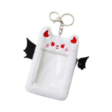 Maxbell Cartoon Plush Photo Card Holder Animal with Keychain for Birthday Gift White