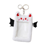 Maxbell Cartoon Plush Photo Card Holder Animal with Keychain for Birthday Gift White