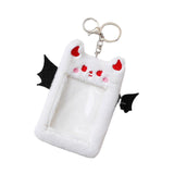 Maxbell Cartoon Plush Photo Card Holder Animal with Keychain for Birthday Gift White