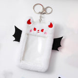 Maxbell Cartoon Plush Photo Card Holder Animal with Keychain for Birthday Gift White