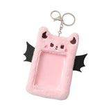 Maxbell Cartoon Plush Photo Card Holder Animal with Keychain for Birthday Gift Pink