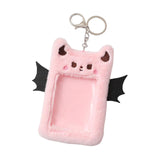 Maxbell Cartoon Plush Photo Card Holder Animal with Keychain for Birthday Gift Pink