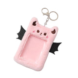 Maxbell Cartoon Plush Photo Card Holder Animal with Keychain for Birthday Gift Pink