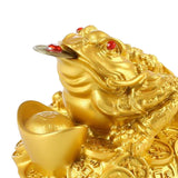 Maxbell Resin Feng Shui Money Frog Wealth Statue Lucky Gifts for Tabletop Decor Aureate