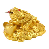 Maxbell Resin Feng Shui Money Frog Wealth Statue Lucky Gifts for Tabletop Decor Aureate