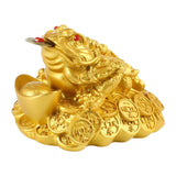 Maxbell Resin Feng Shui Money Frog Wealth Statue Lucky Gifts for Tabletop Decor Aureate
