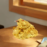 Maxbell Resin Feng Shui Money Frog Wealth Statue Lucky Gifts for Tabletop Decor Aureate