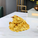Maxbell Resin Feng Shui Money Frog Wealth Statue Lucky Gifts for Tabletop Decor Aureate