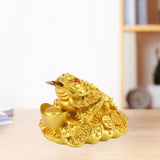 Maxbell Resin Feng Shui Money Frog Wealth Statue Lucky Gifts for Tabletop Decor Aureate
