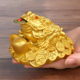 Maxbell Resin Feng Shui Money Frog Wealth Statue Lucky Gifts for Tabletop Decor Aureate