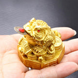Maxbell Lucky Charm Wealth Frog Resin Lucky money frogs for House Warming Ornaments Aureate