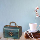 Maxbell Antique Treasure Chest Decorative Wooden Lock Box for Treasures Gift Money Emerald