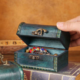 Maxbell Antique Treasure Chest Decorative Wooden Lock Box for Treasures Gift Money Emerald