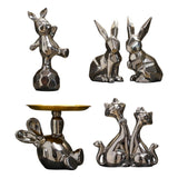 Maxbell Handmade Resin Animal Figurine Ornaments Electroplating Artwork Versatile Rabbit on Football