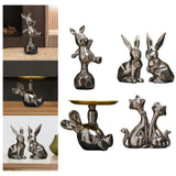 Maxbell Handmade Resin Animal Figurine Ornaments Electroplating Artwork Versatile Rabbit on Football