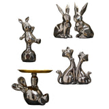 Maxbell Handmade Resin Animal Figurine Ornaments Electroplating Artwork Versatile Rabbit on Football