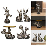 Maxbell Handmade Resin Animal Figurine Ornaments Electroplating Artwork Versatile Rabbit on Football