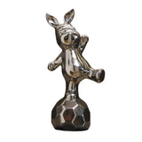 Maxbell Handmade Resin Animal Figurine Ornaments Electroplating Artwork Versatile Rabbit on Football