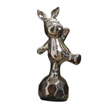 Maxbell Handmade Resin Animal Figurine Ornaments Electroplating Artwork Versatile Rabbit on Football