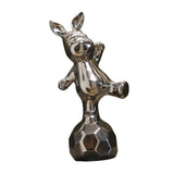 Maxbell Handmade Resin Animal Figurine Ornaments Electroplating Artwork Versatile Rabbit on Football